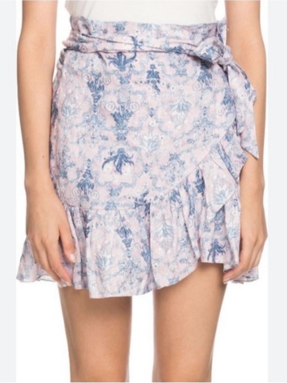 ISABEL MARANT Size 40 (8) • Pink Floral Linen Wrap Mini Skirt.